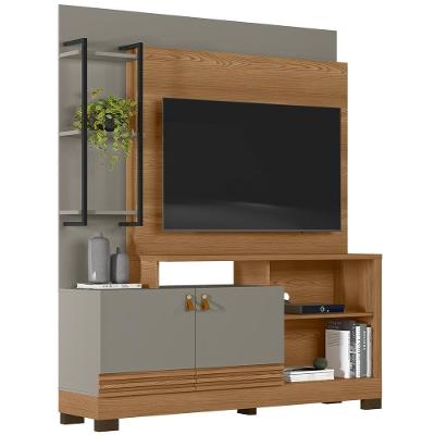 Estante Painel Para Tv 50 Pol 160cm River L05 Amêndoa Titânio - Lyam Decor
