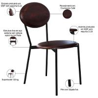 Kit 03 Cadeiras Estofada Para Sala De Jantar Azuri Preto C01 Courino Café - Lyam Decor