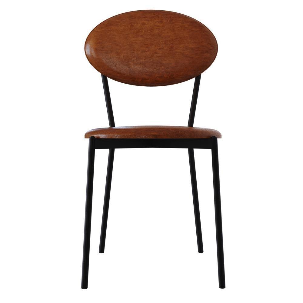 Kit 03 Cadeiras Estofada Para Sala De Jantar Azuri Preto C01 Courino Caramelo - Lyam Decor - 3