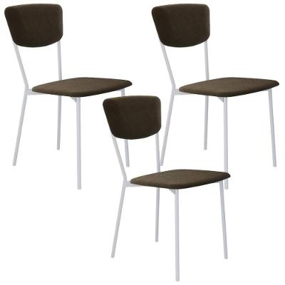 Kit 03 Cadeira Para Sala De Jantar Village Branco C01 Veludo Marrom Sand - Lyam Decor
