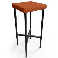 Kit 03 Banquetas Alta Bar Cozinha Sala De Jantar Preto Stella L02 Tecido Terracota - Lyam Decor - 3