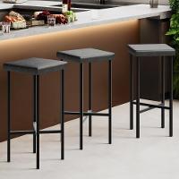 Kit 03 Banquetas Alta Bar Cozinha Sala De Jantar Preto Stella L02 Couríssimo Preto - Lyam Decor - 2