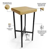 Kit 03 Banquetas Alta Bar Cozinha Sala De Jantar Preto Stella L02 Couríssimo Fendi - Lyam Decor