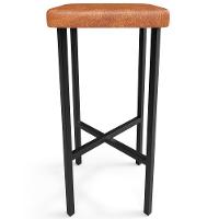 Kit 03 Banquetas Alta Bar Cozinha Sala De Jantar Preto Stella L02 Couríssimo Camel - Lyam Decor - 6