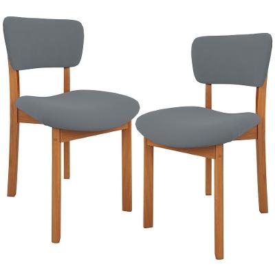 Kit 02 Cadeiras Para Sala De Jantar Cozinha Living Estofada Dara L02 Suede Cinza - Lyam Decor