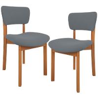 Kit 02 Cadeiras Para Sala De Jantar Cozinha Living Estofada Dara L02 Suede Cinza - Lyam Decor - 1