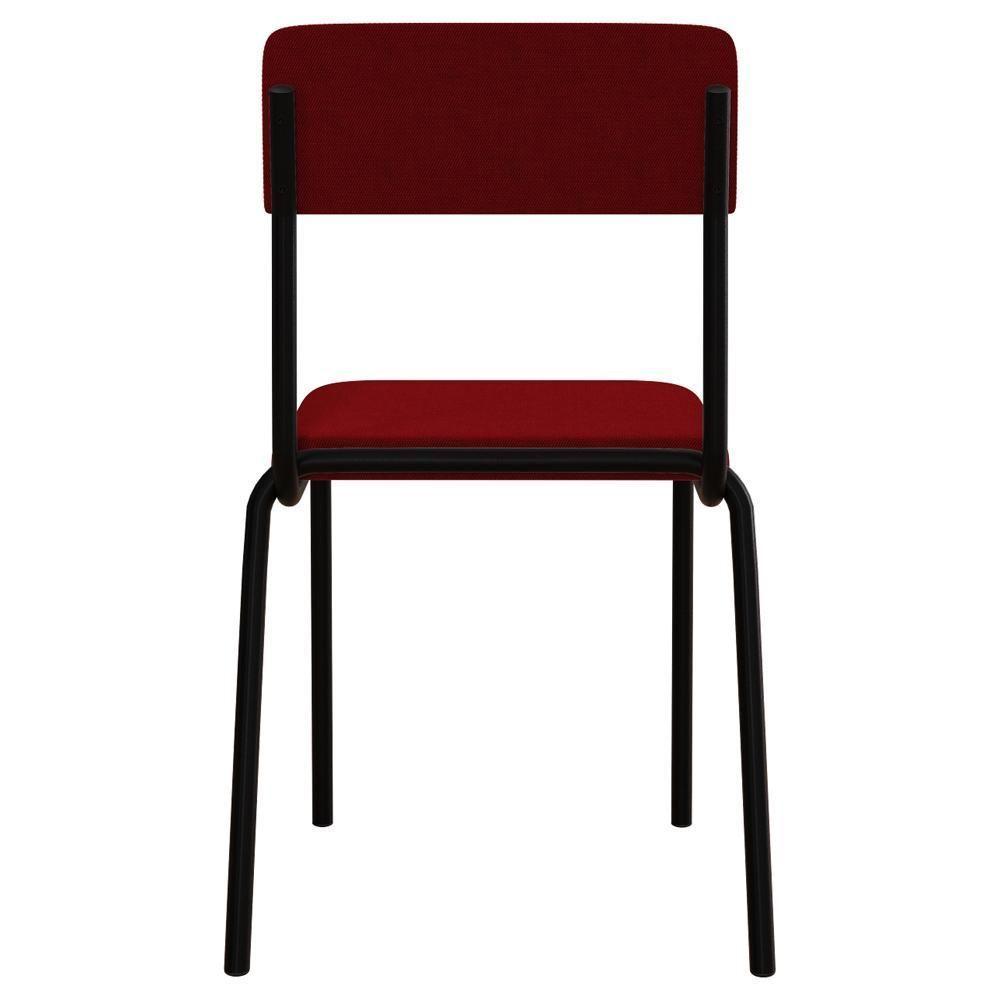 Kit 02 Cadeiras Estofada Para Sala De Jantar Sense Preto C01 Veludo Vermelho Vinho - Lyam Decor - 7