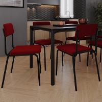 Kit 02 Cadeiras Estofada Para Sala De Jantar Sense Preto C01 Veludo Vermelho Vinho - Lyam Decor - 2