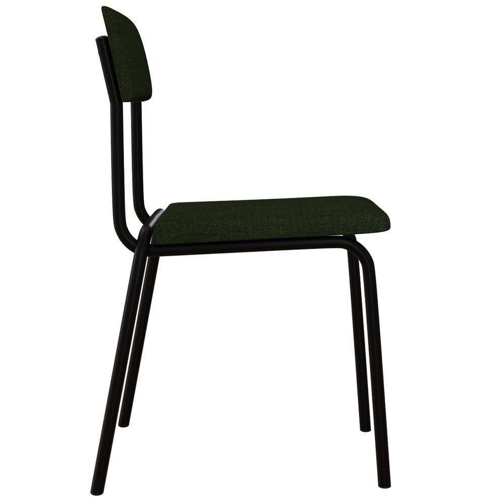 Kit 02 Cadeiras Estofada Para Sala De Jantar Sense Preto C01 Linho Verde Musgo - Lyam Decor - 6