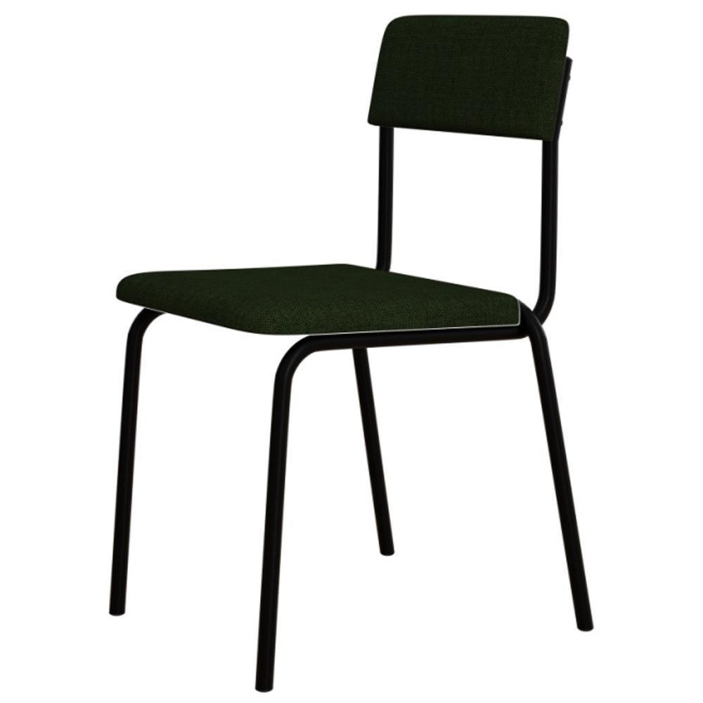 Kit 02 Cadeiras Estofada Para Sala De Jantar Sense Preto C01 Linho Verde Musgo - Lyam Decor - 8