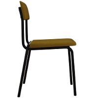 Kit 02 Cadeiras Estofada Para Sala De Jantar Sense Preto C01 Linho Mostarda - Lyam Decor - 6