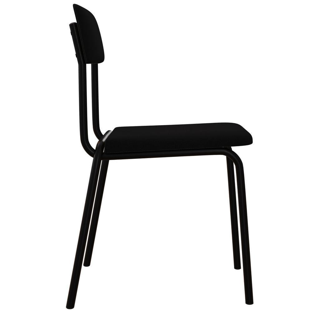 Kit 02 Cadeiras Estofada Para Sala De Jantar Sense Preto C01 Linho Preto - Lyam Decor - 6