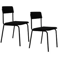 Kit 02 Cadeiras Estofada Para Sala De Jantar Sense Preto C01 Linho Preto - Lyam Decor - 1