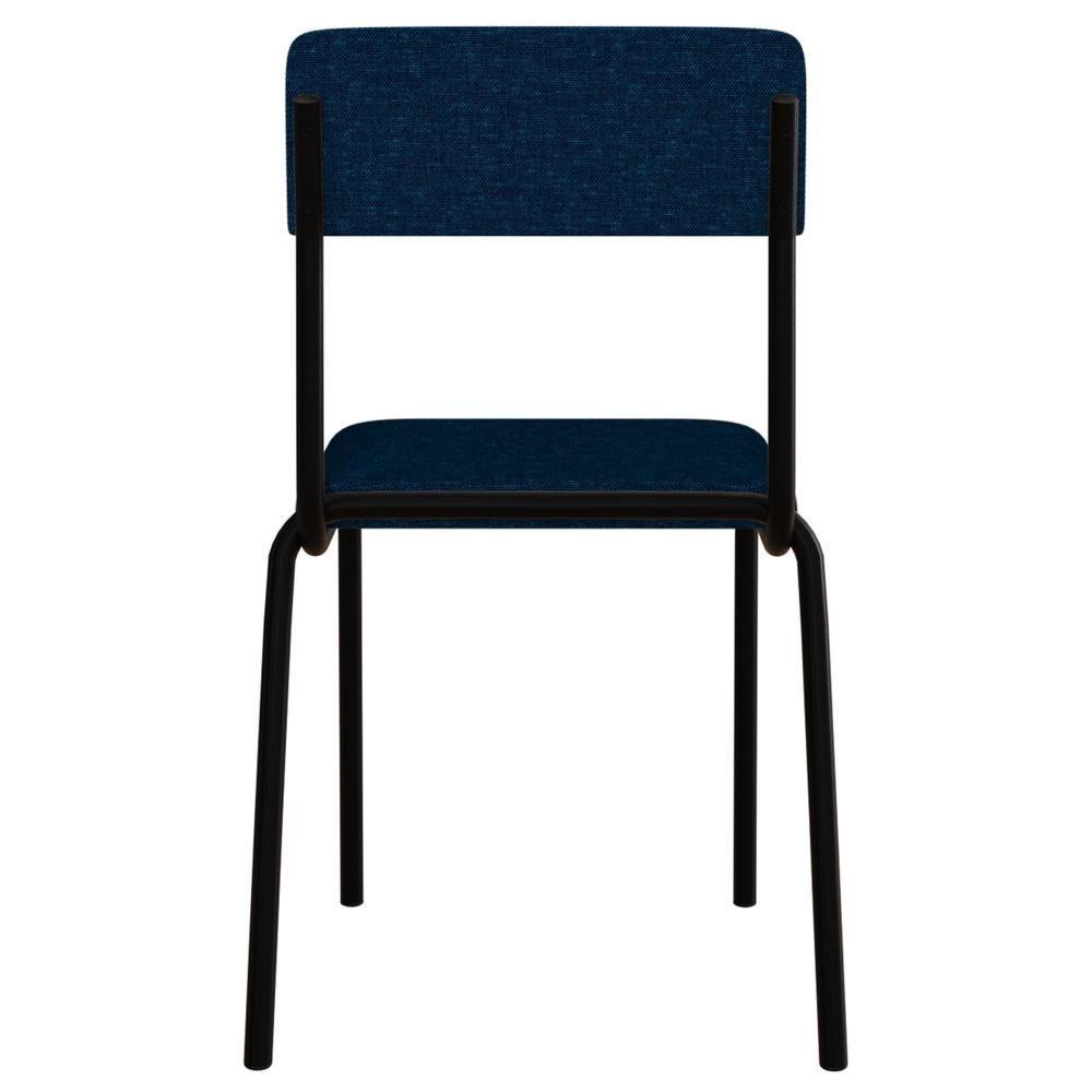 Kit 02 Cadeiras Estofada Para Sala De Jantar Sense Preto C01 Linho Azul Escuro - Lyam Decor - 7