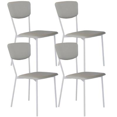 Kit 04 Cadeira Para Sala De Jantar Village Branco C01 Courino Off White - Lyam Decor