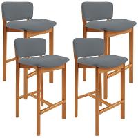 Kit 04 Banquetas Alta Para Cozinha Sala De Jantar Bar Dara L02 Suede Cinza - Lyam Decor - 1