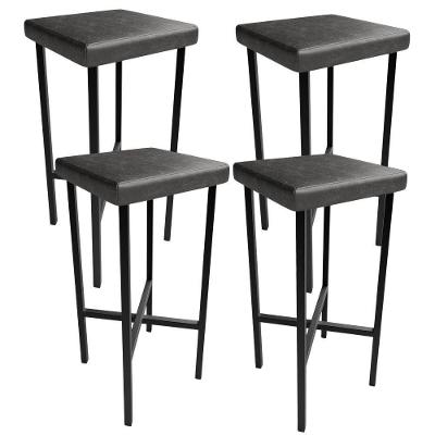 Kit 04 Banquetas Alta Bar Cozinha Sala De Jantar Preto Stella L02 Couríssimo Preto - Lyam Decor