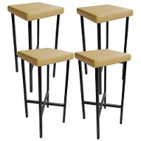 Kit 04 Banquetas Alta Bar Cozinha Sala De Jantar Preto Stella L02 Couríssimo Fendi - Lyam Decor - 1