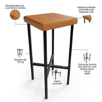 Kit 04 Banquetas Alta Bar Cozinha Sala De Jantar Preto Stella L02 Couríssimo Canela - Lyam Decor