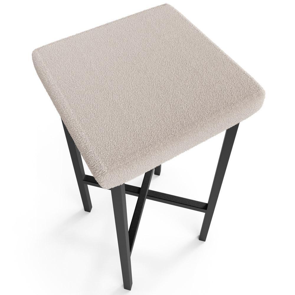 Kit 04 Banquetas Alta Bar Cozinha Sala De Jantar Preto Stella L02 Bouclê Creme - Lyam Decor - 7