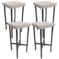 Kit 04 Banquetas Alta Bar Cozinha Sala De Jantar Preto Stella L02 Bouclê Creme - Lyam Decor - 1