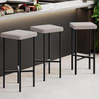 Kit 04 Banquetas Alta Bar Cozinha Sala De Jantar Preto Stella L02 Bouclê Creme - Lyam Decor - 2