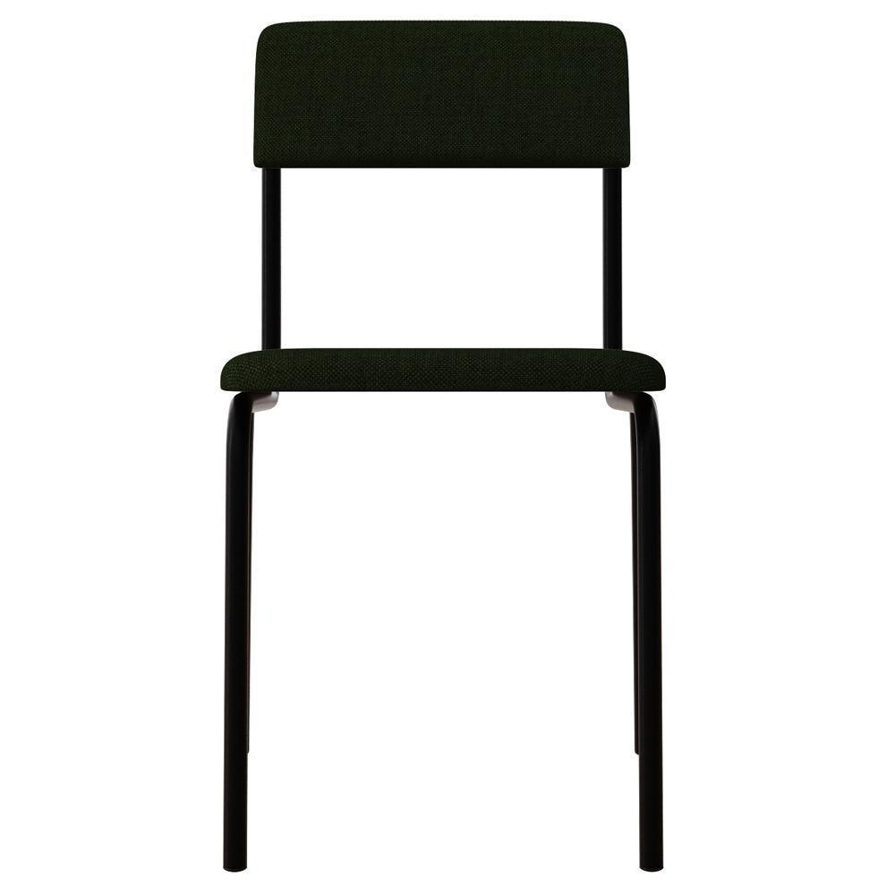 Kit 03 Cadeiras Estofada Para Sala De Jantar Sense Preto C01 Linho Verde Musgo - Lyam Decor - 3