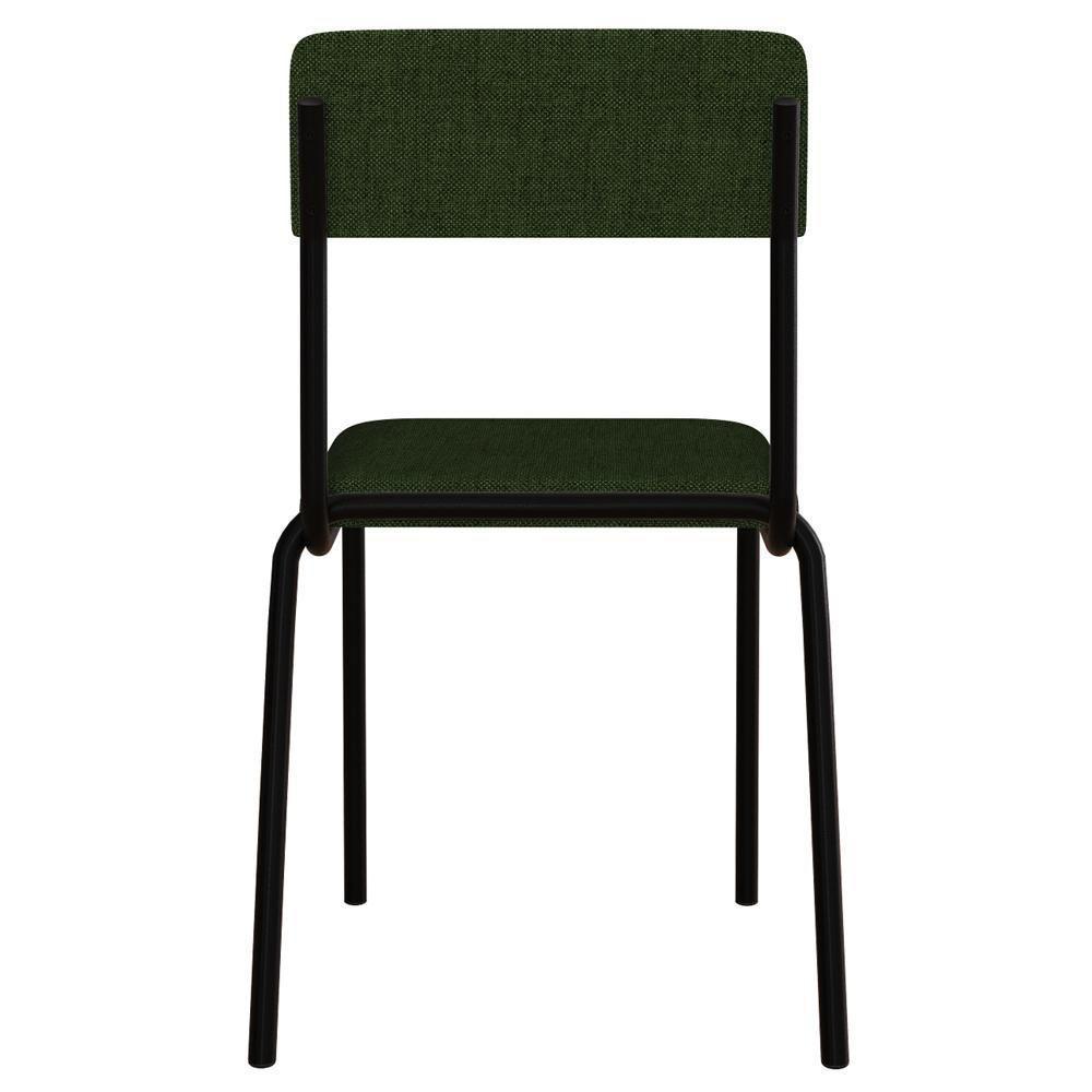 Kit 03 Cadeiras Estofada Para Sala De Jantar Sense Preto C01 Linho Verde Musgo - Lyam Decor - 7