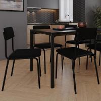 Kit 03 Cadeiras Estofada Para Sala De Jantar Sense Preto C01 Linho Preto - Lyam Decor - 2