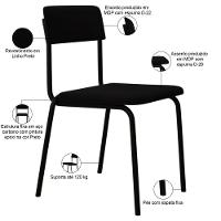 Kit 03 Cadeiras Estofada Para Sala De Jantar Sense Preto C01 Linho Preto - Lyam Decor