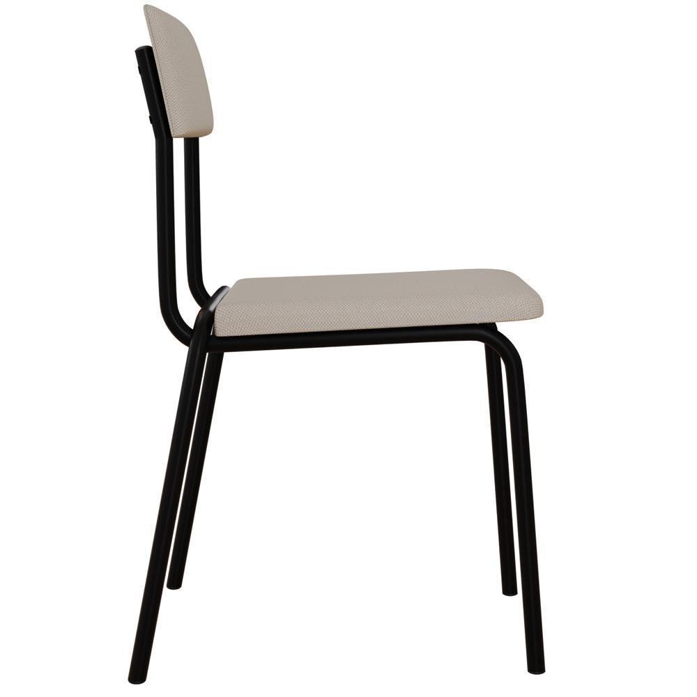 Kit 03 Cadeiras Estofada Para Sala De Jantar Sense Preto C01 Linho Palha - Lyam Decor - 6