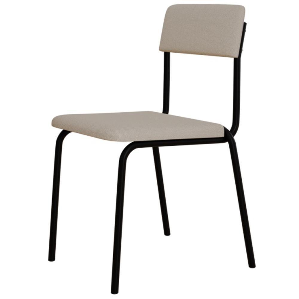 Kit 03 Cadeiras Estofada Para Sala De Jantar Sense Preto C01 Linho Palha - Lyam Decor - 8