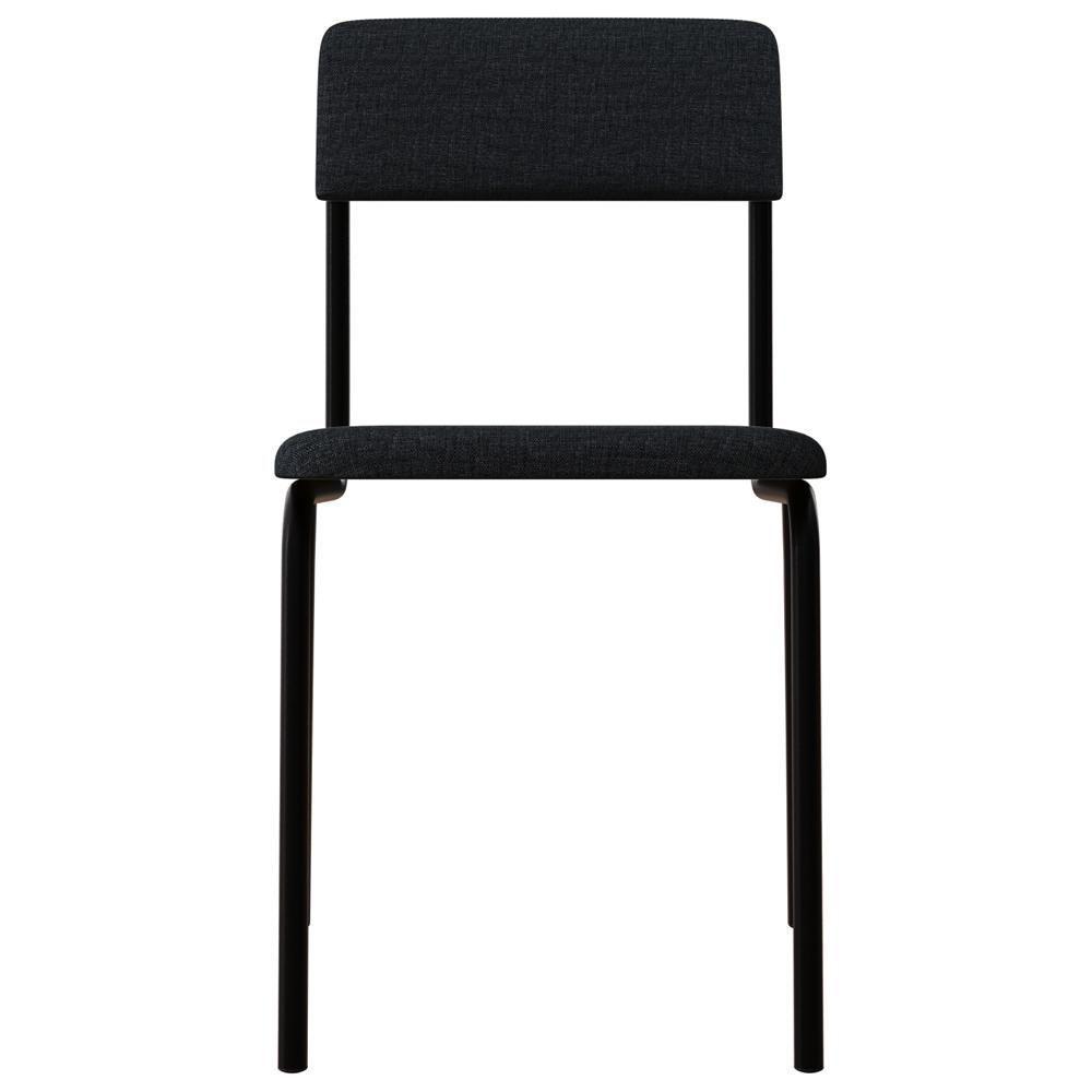 Kit 03 Cadeiras Estofada Para Sala De Jantar Sense Preto C01 Linho Cinza - Lyam Decor - 3