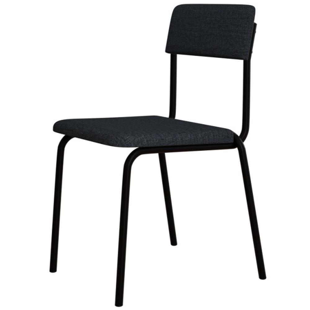 Kit 03 Cadeiras Estofada Para Sala De Jantar Sense Preto C01 Linho Cinza - Lyam Decor - 8