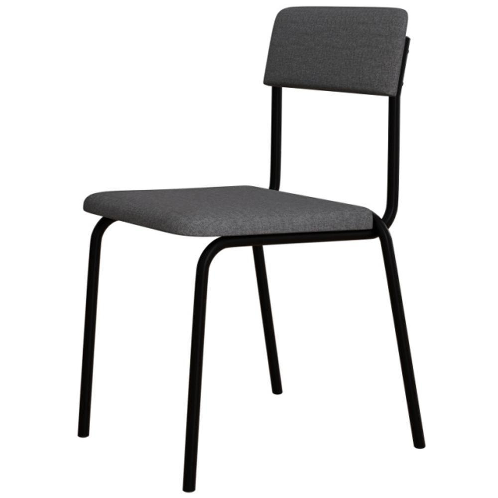 Kit 03 Cadeiras Estofada Para Sala De Jantar Sense Preto C01 Linho Cinza Claro - Lyam Decor - 8