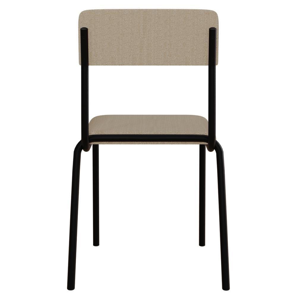 Kit 03 Cadeiras Estofada Para Sala De Jantar Sense Preto C01 Linho Areia - Lyam Decor - 7