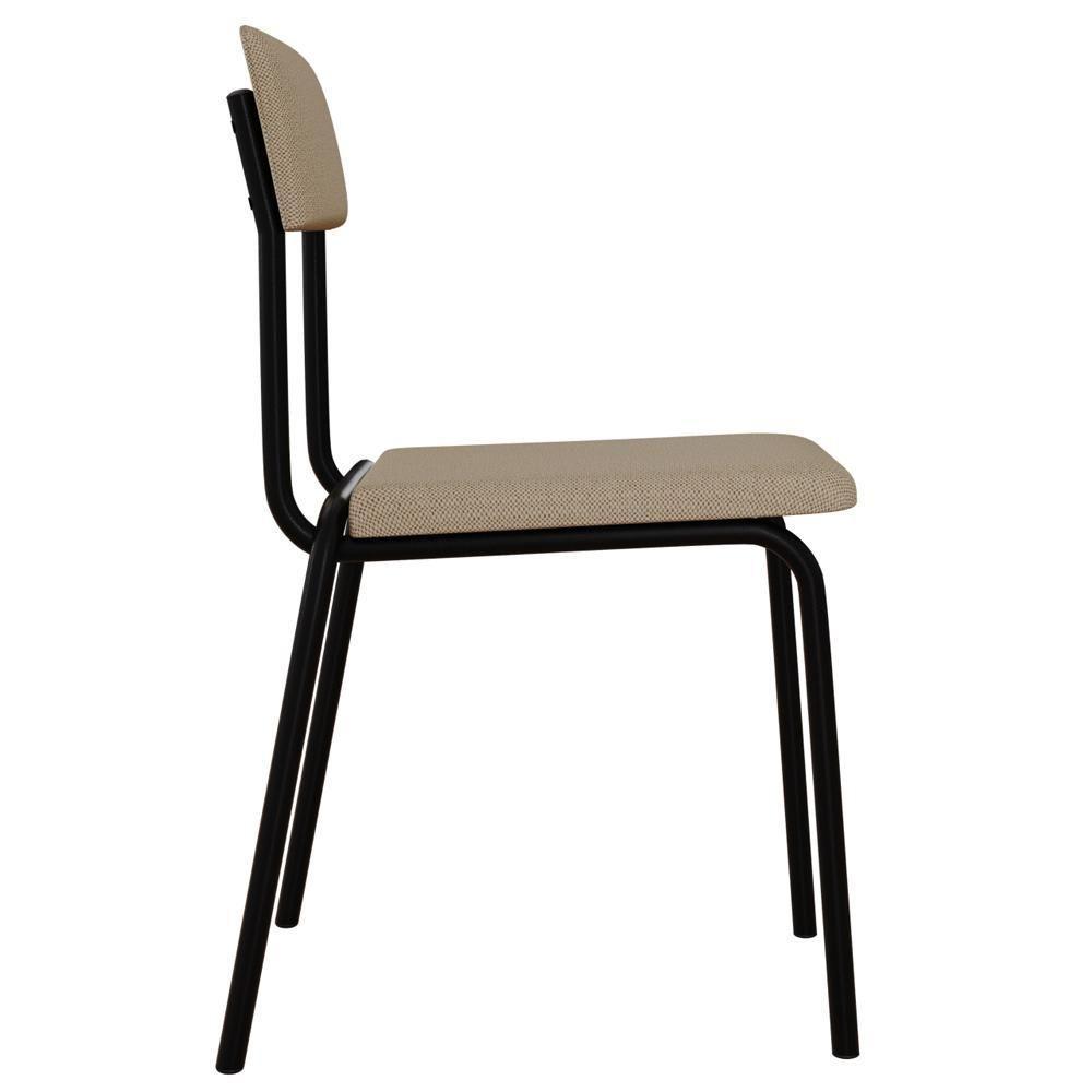 Kit 03 Cadeiras Estofada Para Sala De Jantar Sense Preto C01 Linho Areia - Lyam Decor - 8