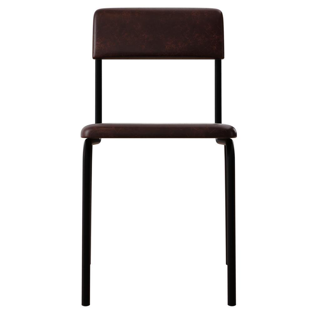 Kit 03 Cadeiras Estofada Para Sala De Jantar Sense Preto C01 Courino Café - Lyam Decor - 3