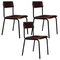 Kit 03 Cadeiras Estofada Para Sala De Jantar Sense Preto C01 Courino Café - Lyam Decor - 1