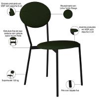 Kit 03 Cadeiras Estofada Para Sala De Jantar Azuri Preto C01 Linho Verde Musgo - Lyam Decor - 6