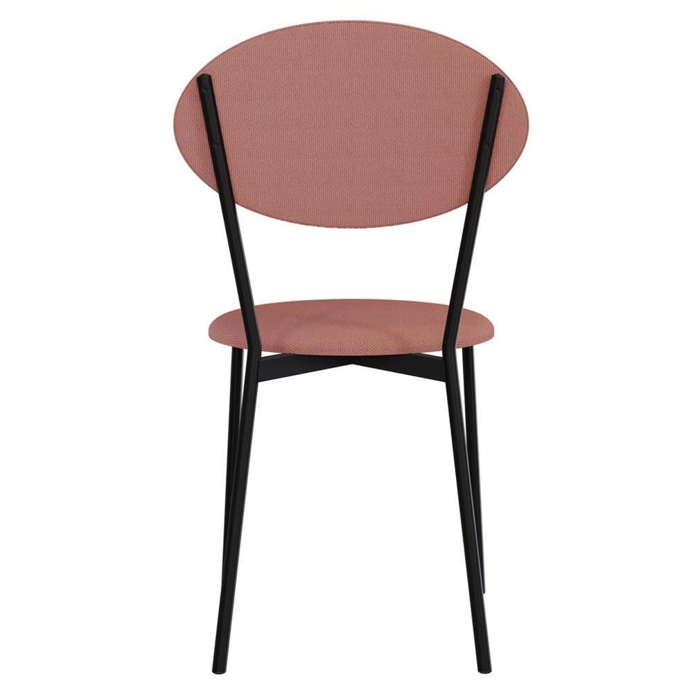 Kit 03 Cadeiras Estofada Para Sala De Jantar Azuri Preto C01 Linho Rosê - Lyam Decor - 7