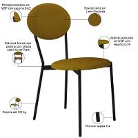 Kit 03 Cadeiras Estofada Para Sala De Jantar Azuri Preto C01 Linho Mostarda - Lyam Decor