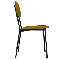 Kit 03 Cadeiras Estofada Para Sala De Jantar Azuri Preto C01 Linho Mostarda - Lyam Decor - 6