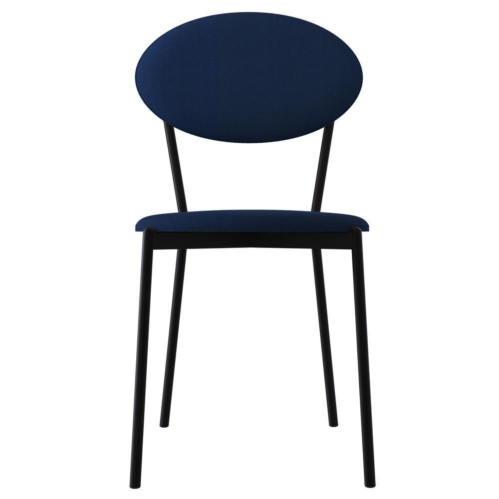 Kit 03 Cadeiras Estofada Para Sala De Jantar Azuri Preto C01 Linho Azul - Lyam Decor - 3