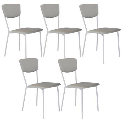 Kit 05 Cadeira Para Sala De Jantar Village Branco C01 Courino Off White - Lyam Decor
