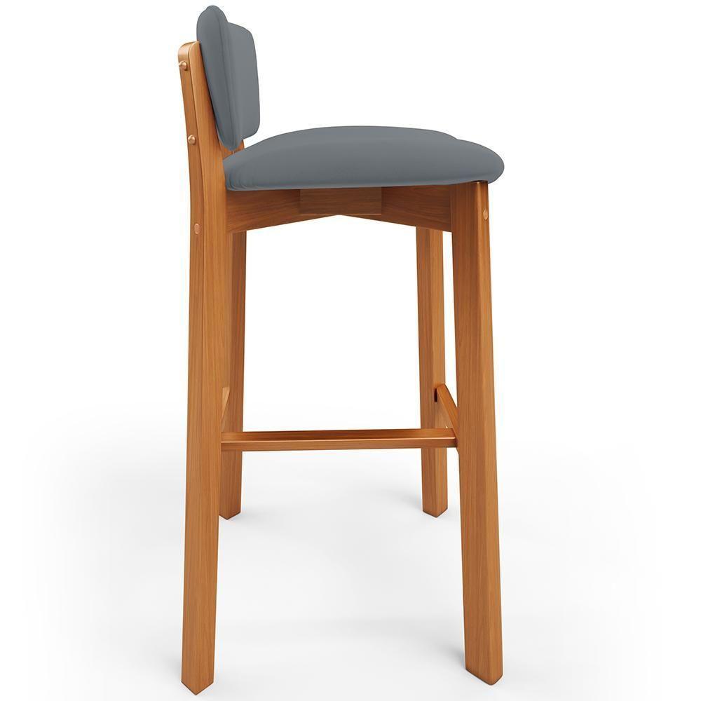 Kit 05 Banquetas Alta Para Cozinha Sala De Jantar Bar Dara L02 Suede Cinza - Lyam Decor - 5