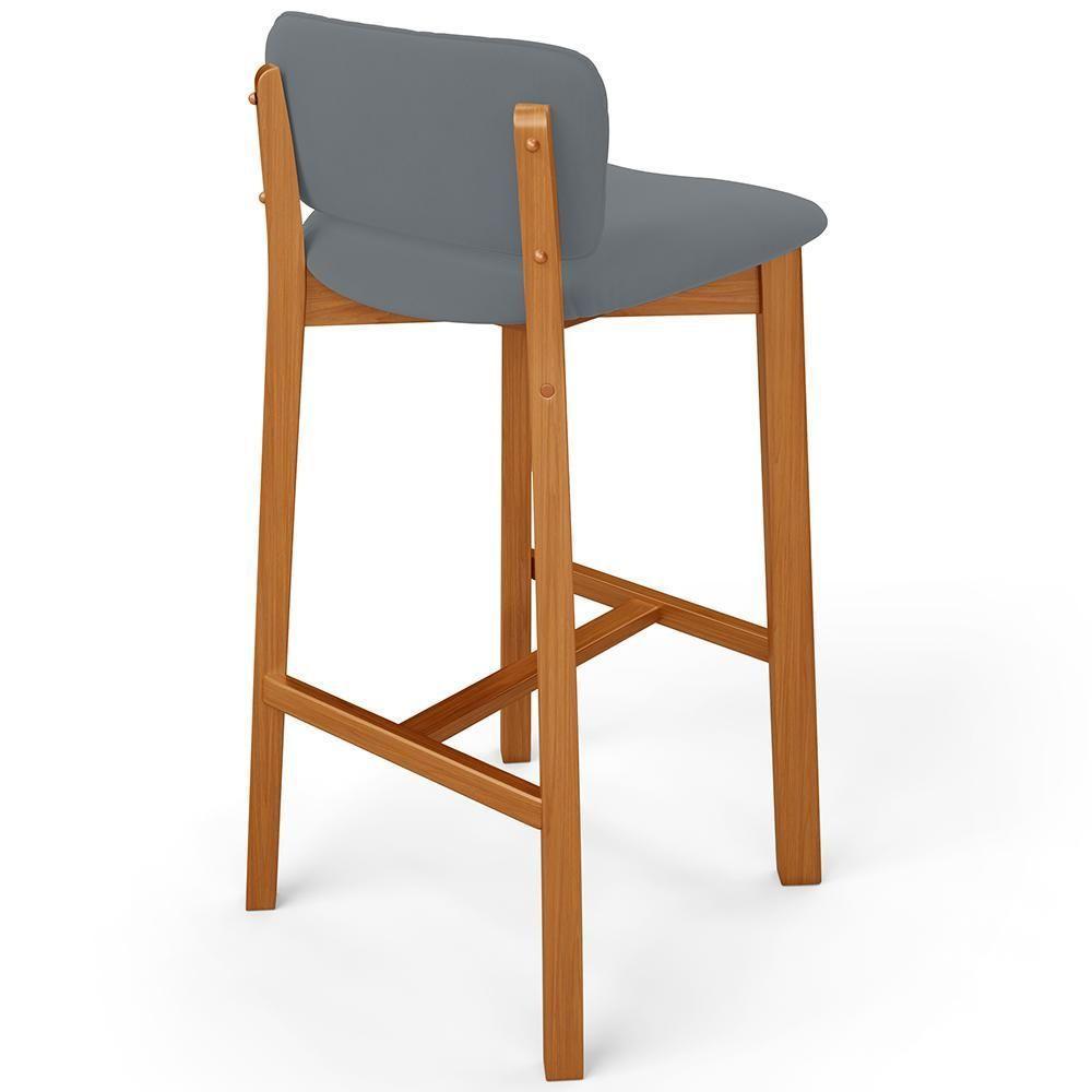 Kit 05 Banquetas Alta Para Cozinha Sala De Jantar Bar Dara L02 Suede Cinza - Lyam Decor - 6