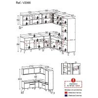 Armário De Cozinha Completa De Canto Veneza Multimóveis V2066 Branco/dourado Branco/dourado