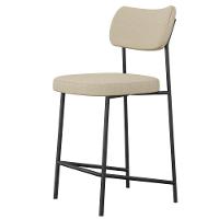 Kit 05 Banquetas Baixa Bar Cozinha Sala De Jantar Preto Elira L02 Linho Bege Escuro - Lyam Decor - 7