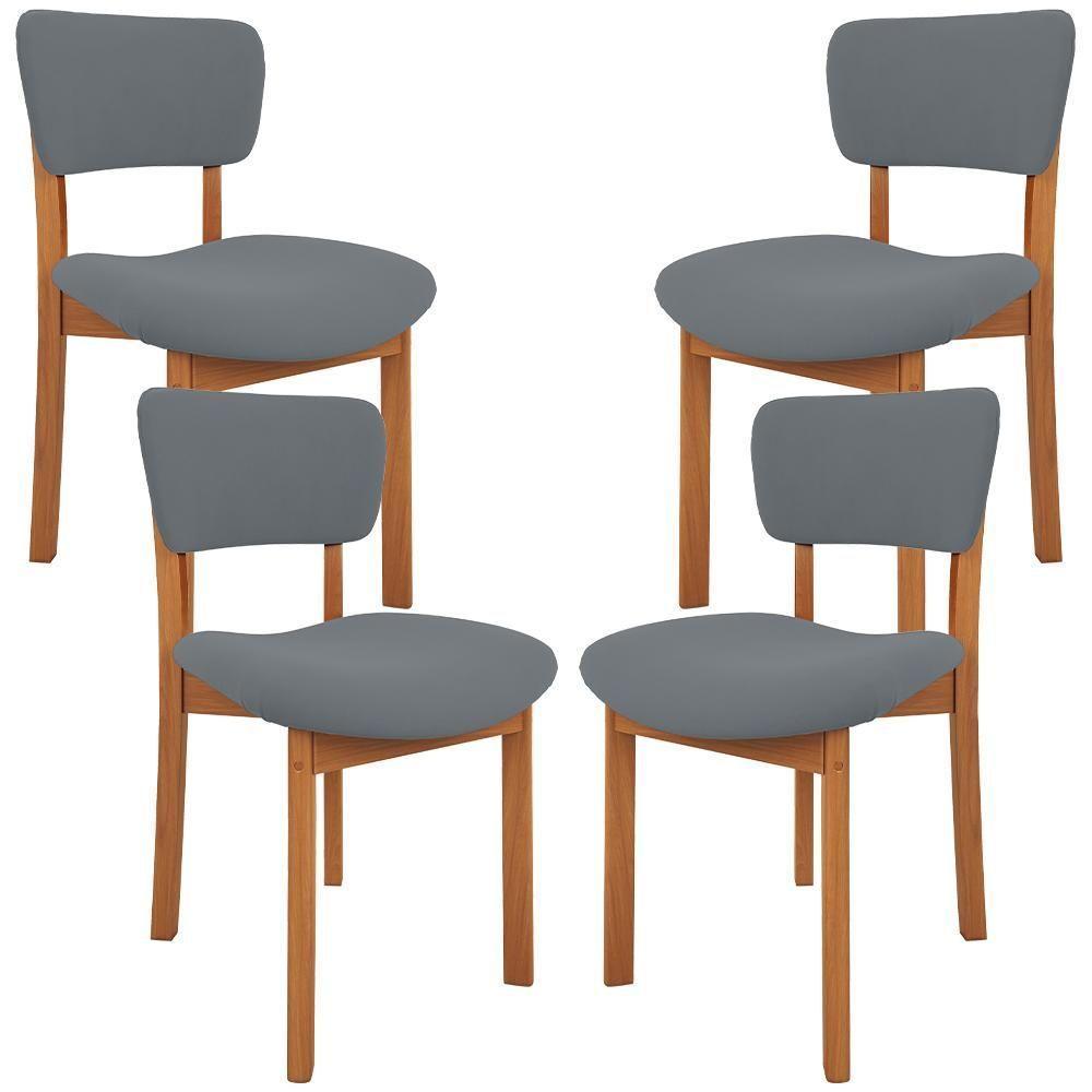 Kit 04 Cadeiras Para Sala De Jantar Cozinha Living Estofada Dara L02 Suede Cinza - Lyam Decor - 1